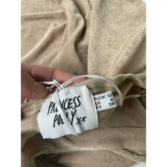 Princess Polly STEPH MINI DRESS BEIGE S 6 NWT - Picture 5 of 8